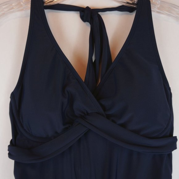 Athleta Tankini Top Navy Halter Underwire Padded - Picture 2 of 8